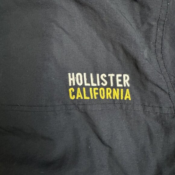 Vtg Hollister Mens Navy Yellow Ribbed Collar‎ Button Zipper Closure Lightweight - Picture 7 of 7